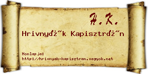Hrivnyák Kapisztrán névjegykártya